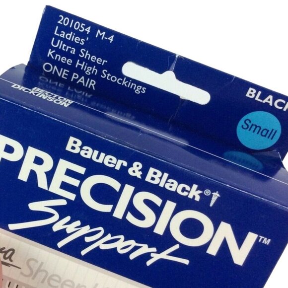 Bauer & Black Precision Support Ultra Sheer Knee High Stockings Small Black - Picture 3 of 3